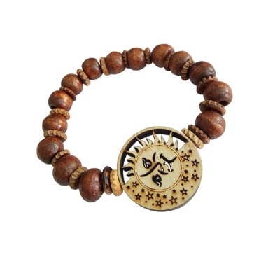 Happy Sun Pine Wood Bracelet By Menjewell